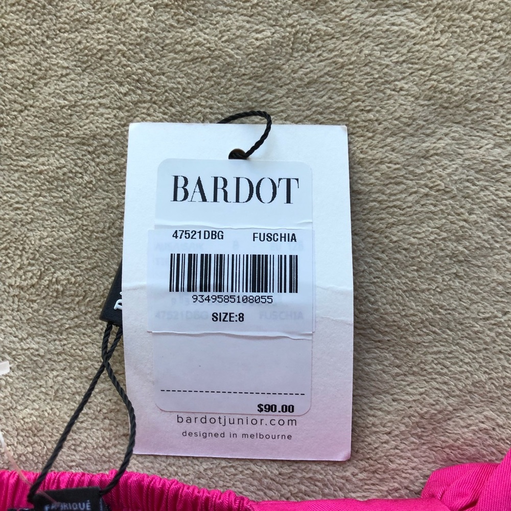 Bardot Fuschia Pink Flouncy Square Neck Ruffled Cotton Dress - Picture 3 of 10